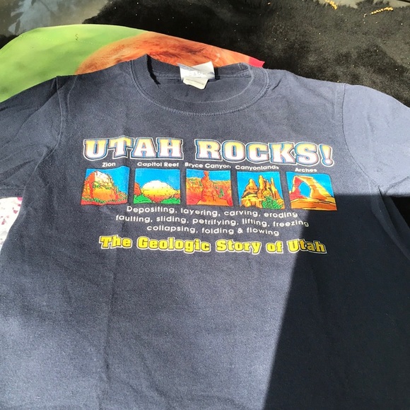 Utah Rocks The Geologic Story of Utah Blue SS Tee Youth S 6-8 Zion Bryce Canyon - Picture 4 of 10
